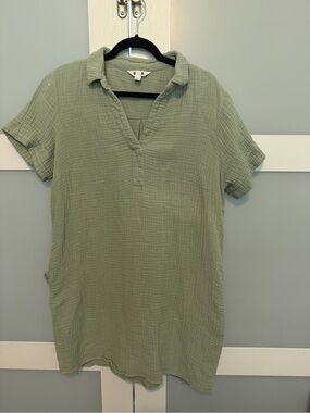 Three Dots Light Sage Green Gauze Pullover